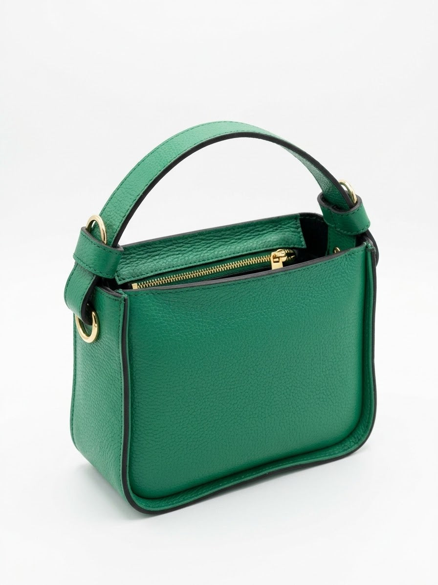 Leila Minimalist Leather Bucket Bag - Champagne Gold Maximus