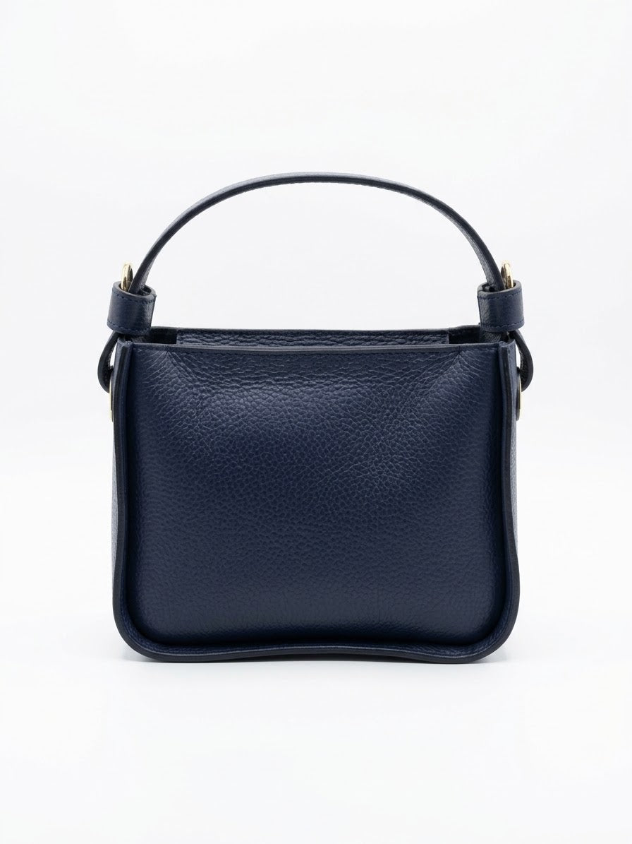 Leila Minimalist Leather Bucket Bag - Champagne Gold Maximus