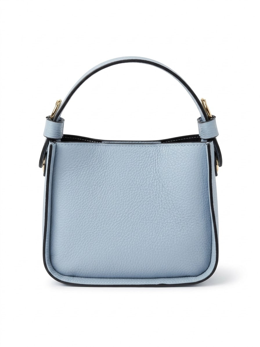 Leila Minimalist Leather Bucket Bag - Champagne Gold Maximus