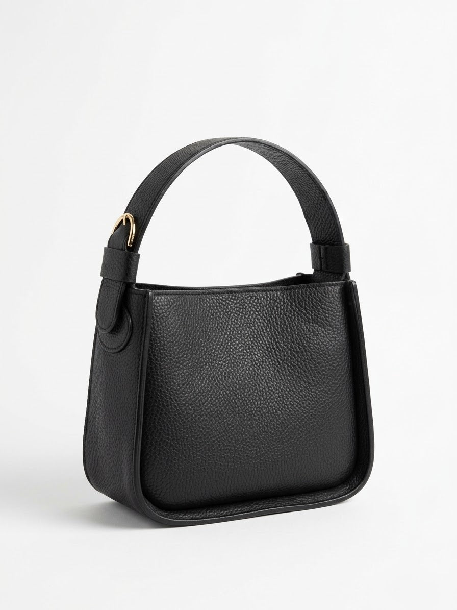 Leila Minimalist Leather Bucket Bag - Champagne Gold Maximus
