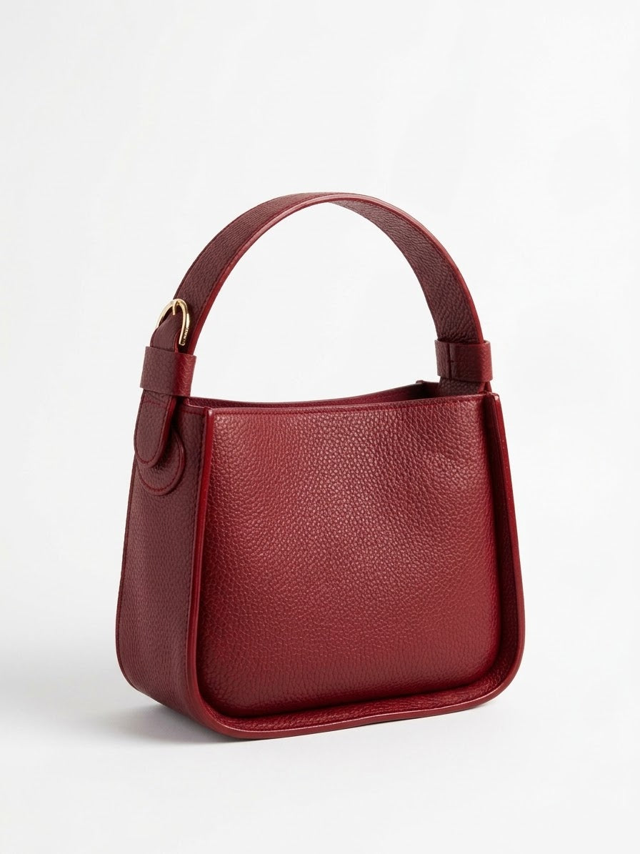 Leila Minimalist Leather Bucket Bag - Champagne Gold Maximus